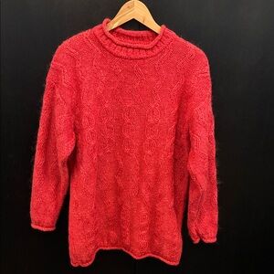 Super-Cozy Esprit Long Hot Pink Roll-neck Cable Knit Sweater